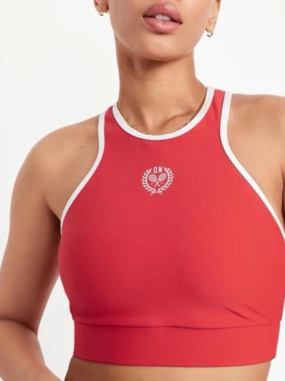 Old Navy Women's PowerSoft Racerback Sports Bra Cherry Red Medium - Picture 2 of 5